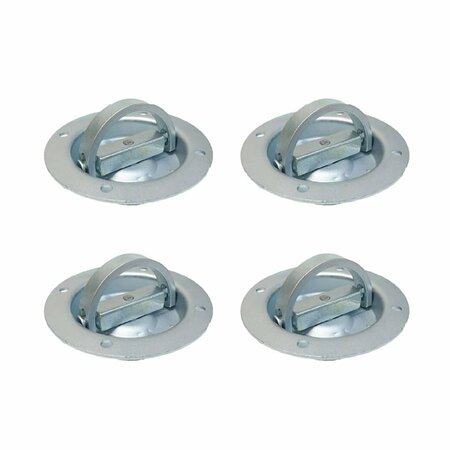 BOXER TOOLS XL Rotating Recessed-Pan Fitting w/D-Ring, Swivels 360 Degrees, 6,000 LBS Zinc Plated, 4PK RH11/66078